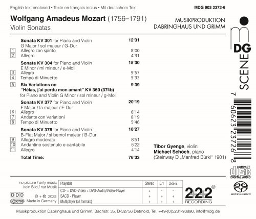 Tibor Gyenge, Michael Schöch - Mozart: Violin Sonatas (2025) [Hi-Res]