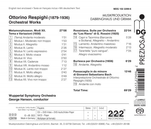 Wuppertal Symphony Orchestra, George Hanson - Respighi: Orchestral Works (2001) [Hi-Res]