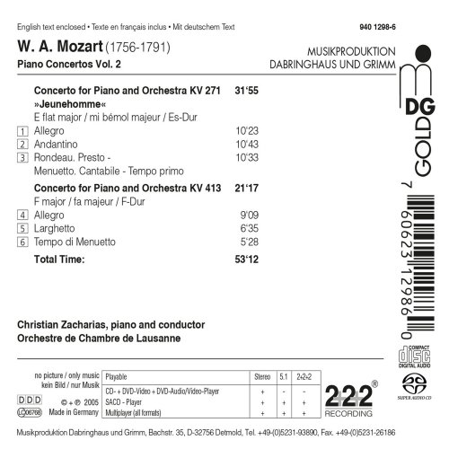 Christian Zacharias, Orchestre de Chambre de Lausanne - Mozart: Piano Concertos, Vol. 2 (2005) [Hi-Res]