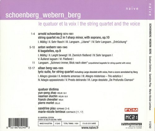 Quatuor Diotima, Sandrine Piau, Marie-Nicole Lemieux - Schoenberg, Berg, Webern (2010) CD-Rip