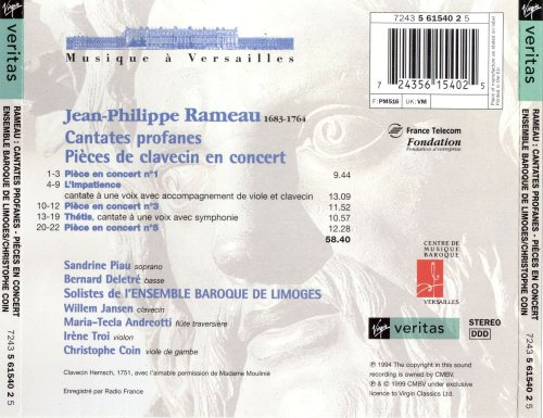 Sandrine Piau, Bernarde Deletre - Rameau: Cantates profanes, Pieces En Concert (1999) CD-Rip