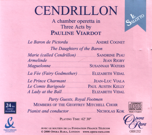 Sandrine Piau, Nicholas Kok - Pauline Viardot: Cendrillon (2000) CD-Rip