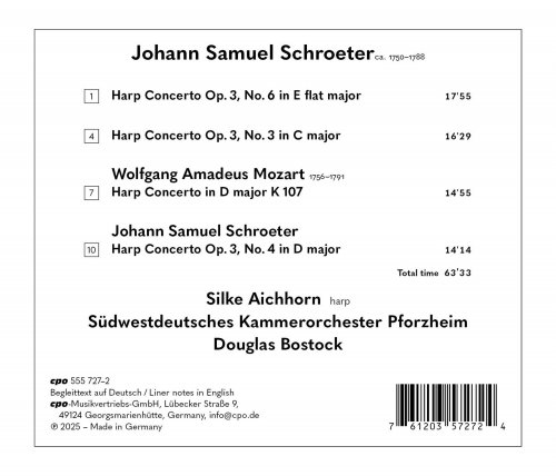 Silke Aichhorn, Südwestdeutsches Kammerorchester Pforzheim, Douglas Bostock - Schroeter & Mozart: Keyboard Concertos (Performed on Harp) (2025) [Hi-Res]
