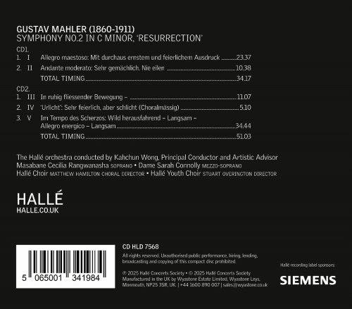 Hallé, Masabane Cecilia Rangwanasha, Dame Sarah Connolly - Mahler: Symphony No. 2 in C Minor "Resurrection" (Live) (2025) [Hi-Red]
