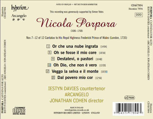 Iestyn Davies, Arcangelo, Jonathan Cohen - Nicola Porpora: Cantatas (2011) CD-Rip