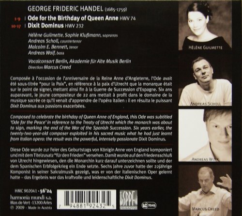 Marcus Creed, Andreas Scholl - Handel: Ode for the Birthday of Queen Anne, Dixit Dominus (2009) CD-Rip