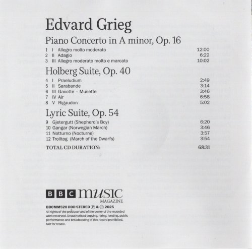 Paul Lewis, BBC Symphony Orchestra, Dalia Stasevska - Grieg: Piano Concerto in A minor, Holberg Suite, Lyric Suite - BBC Music Magazine December 2025 (vol.34 no.2) (2025)