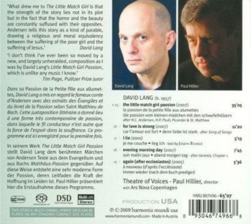 Theatre of Voices, Paul Hillier - David Lang: The Little Match Girl Passion (2009) CD-Rip