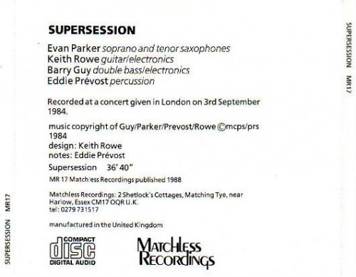 Evan Parker, Keith Rowe, Barry Guy, Eddie Prévost - Supersession (1988)