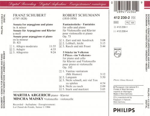 Martha Argerich, Mischa Maisky - Schubert: Sonata for Arpeggione, Schumann: Fantasiestücke, Op. 73 (1985) CD-Rip