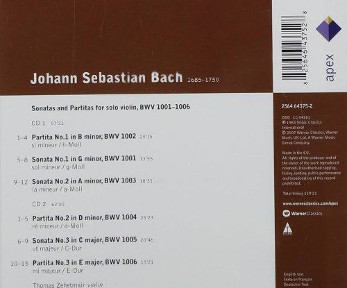 Thomas Zehetmair - Bach: Partitas and Sonatas for Solo Violin, BWV 1001-1006 (2007)
