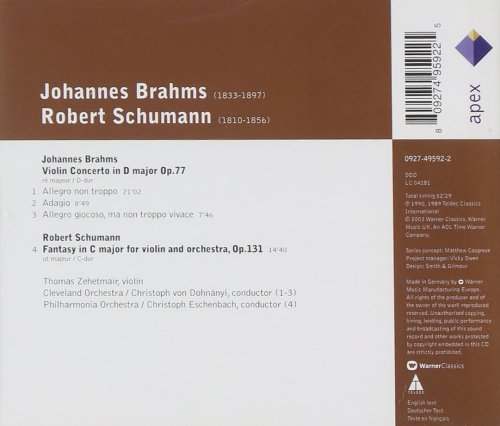 Thomas Zehetmair - Brahms: Violin Concerto & Schumann: Fantasy for Violin (2003)