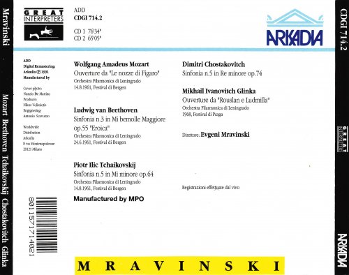 Leningrad Philharmonic Orchestra, Evgeny Mravinsky - Beethoven - Symphony No.3 / Tchaikovsky - Symphony No.5 / Shostakovich - Symphony No.5 / Mozart (1991)