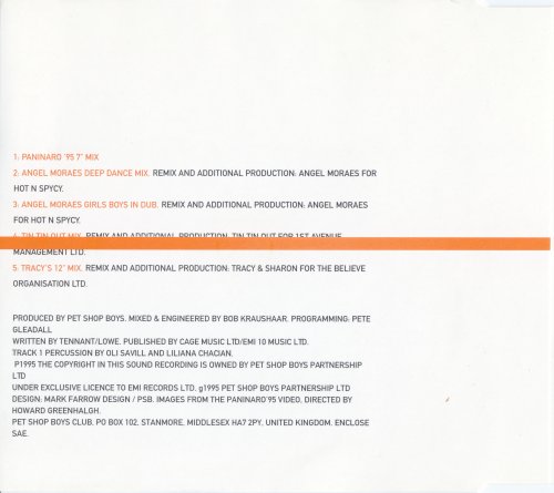Pet Shop Boys - Paninaro '95 (The Remixes) (1995)