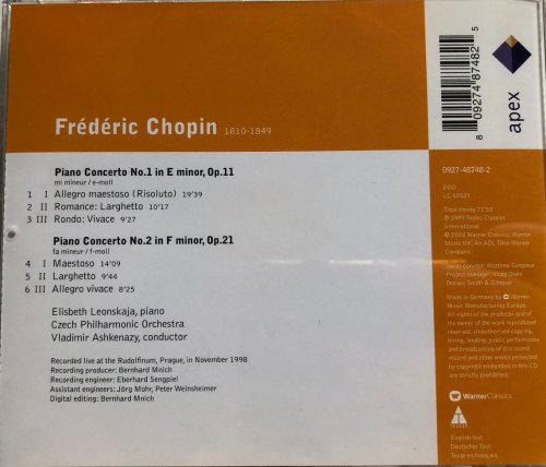 Elisabeth Leonskaja, Vladimir Ashkenazy - Chopin: Piano Concertos No. 1 & 2 (2002)