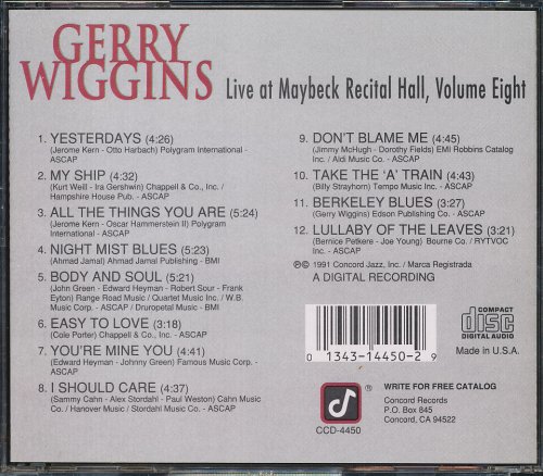 Gerry Wiggins - Live At Maybeck Recital Hall, Volume Eight (1991)