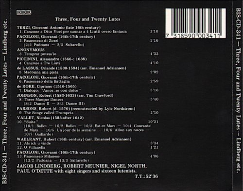 Jakob Lindberg, Robert Meunier, Nigel North, Paul O'Dette - Three, Four & Twenty Lutes (1986)