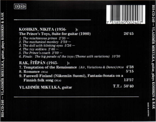 Vladimír Mikulka - The Prince's Toys - Works By Koshkin And Rak (1986)