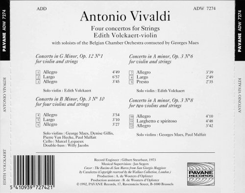 Edith Volckaert - Vivaldi: Four Concertos for Strings (1992)