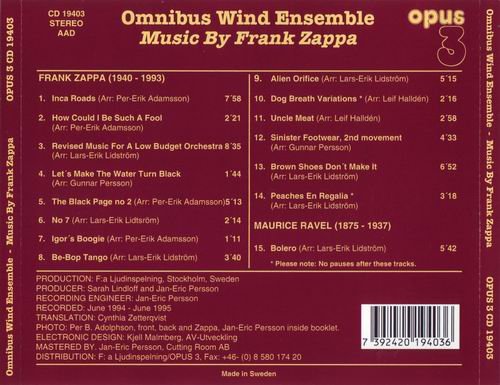 Omnibus Wind Ensemble - Music By Frank Zappa (1995)