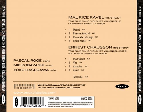 Pascal Rogé, Mie Kobayashi, Yoko Hasegawa - Ravel & Chausson: Piano Trios (2005)