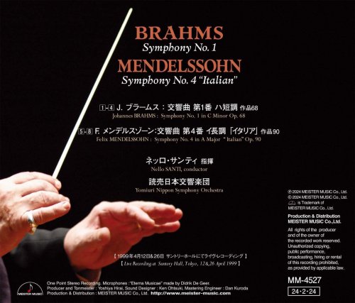 Nello Santi, Yomiuri Nippon Symphony Orchestra - Brahms: Symphony No. 1 - Mendelssohn: Symphony No. 4 "Italian" (2024) [Hi-Res]