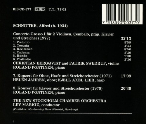 Lev Markiz - Alfred Schnittke: Concerto grosso I / Concerto for Oboe and Harp / Concerto for Piano and Strings (1987)