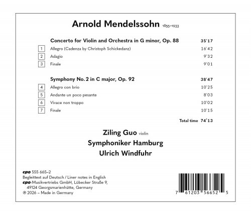 Ziling Guo, Symphoniker Hamburg, Ulrich Windfuhr - Arnold Mendelssohn Symphony No.2 · Violin Concerto (2026) [Hi-Res]