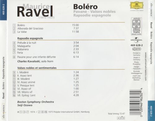 Seiji Ozawa, Boston Symphony Orchestra - Ravel: Bolero, Pavane, Rapsodie Espagnole, Valses Nobles (1998)
