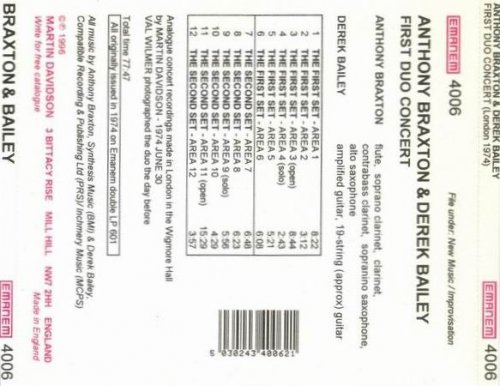 Anthony Braxton & Derek Bailey - First Duo Concert (London 1974) (1996)