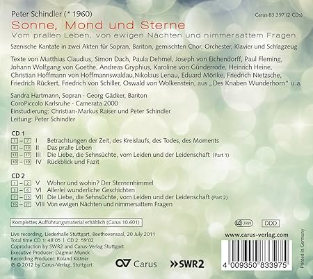 Sandra Hartmann, Georg Gadker, CoroPiccolo Karlsruhe - Peter Schindler: Sonne, Mond und Sterne (2012)