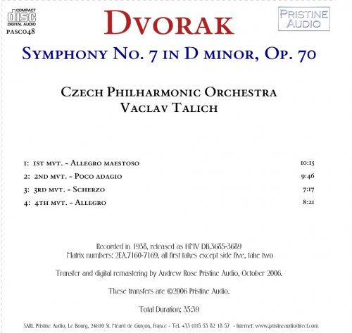 Vaclav Talich - Dvorak: Symphony No. 7 (1938) [2006]