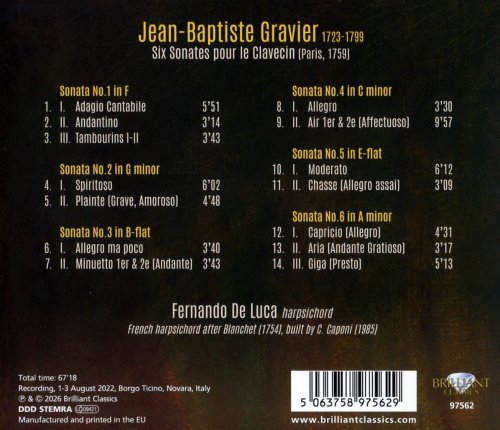 Fernando De Luca - Gravier: Six Sonates pour le Clavecin (2026) [Hi-Res]