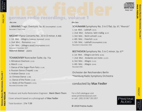 Max Fiedler - German Radio Recordings Vol. 1: Beethoven, Brahms, Mozart, Schumann and Tchaikovsky (1936/37) [2018]