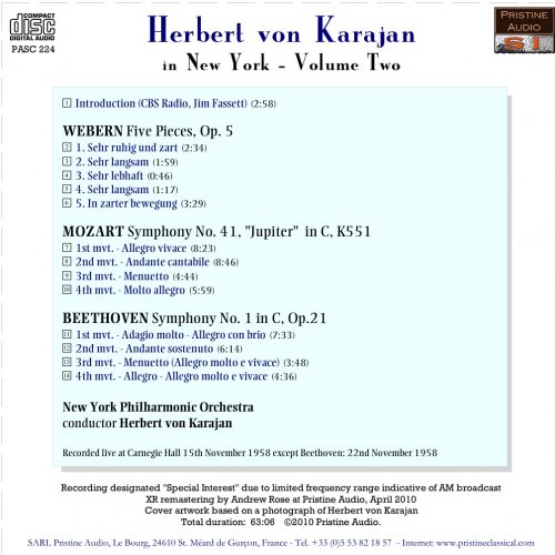 Herbert von Karajan - Karajan In New York Vol. 2: Webern, Mozart, Beethoven (1958) [2010]