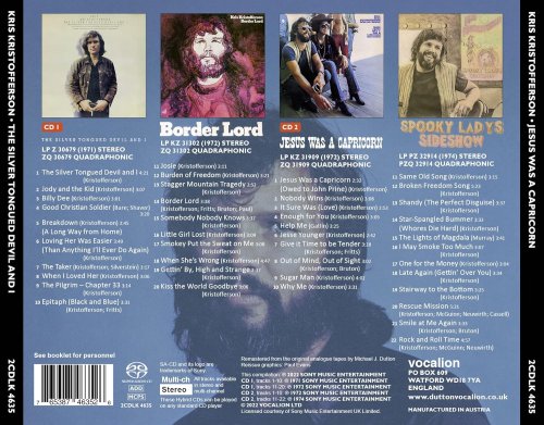 Kris Kristofferson - The Silver Tongued Devil and I, Border Lord, Jesus Was A Capricorn, Spooky Lady's Sideshow (Remastered 2xSACD) (2022)