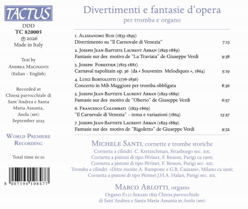 Michele Santi, Marco Arlotti - Divertimenti e fantasie d’opera per tromba e organo (WORLD PREMIERE RECORDING) (2026) [Hi-Res]