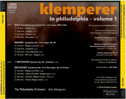 Otto Klemperer - Klemperer in Philadelphia, Vol. 1: Bach, Beethoven, Brahms (1962) [2016]