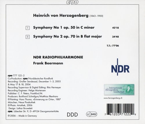 NDR Radiophilharmonie, Frank Beermann - Herzogenberg: Symphonies No.1 & 2 (2006) CD-Rip