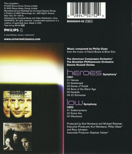 Dennies Russell Davies - Philip Glass: Heroes Symphony, Low Symphony (2003) CD-Rip