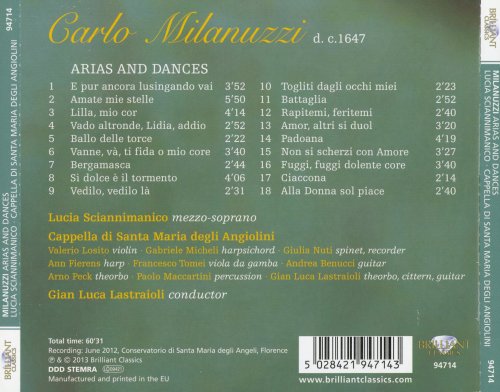 Lucia Sciannimanico, Cappella di Santa Maria degli Angiolini, Gian Luca Lastraioli - Carlo Milanuzzi - Arias and Dances (2013)