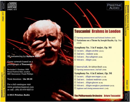 Arturo Toscanini - Brahms in London, Volume 1 (1952) [2013]