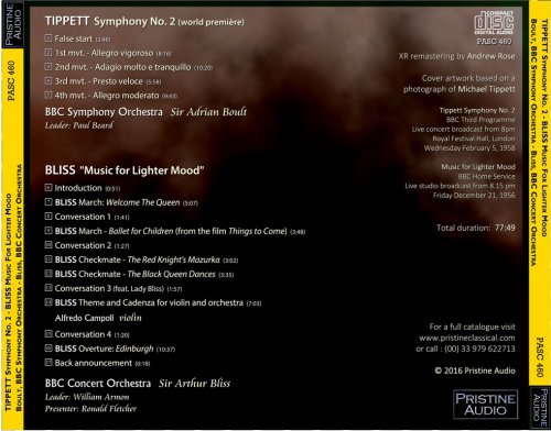 Adrian Boult, Arthur Bliss - Tippett: Symphony No. 2 / Bliss: Music For Lighter Mood (1956/58) [2016]