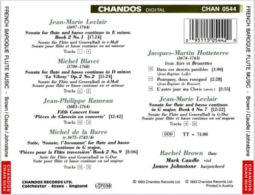 Rachel Brown, Mark Caudle, James Johnstone - French Baroque Flute Music (1993)