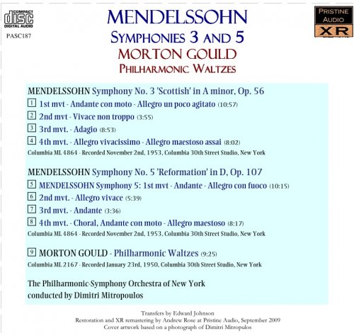 Dimitri Mitropoulos - Mendelssohn Symphonies 3 & 5 (1950/53) [2009]