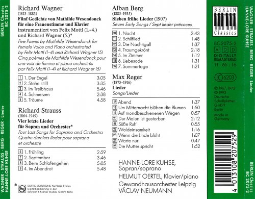 Hanne-Lore Kuhse - Richard Wagner / Richard Strauss / Alban Berg / Max Reger (1993)