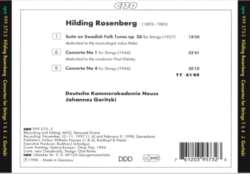 Deutsche Kammerakademie Neuss, Johannes Goritzki - Rosenberg: Suite on Swedish Folk Tunes / Concertos for Strings 1 & 4 (1998)