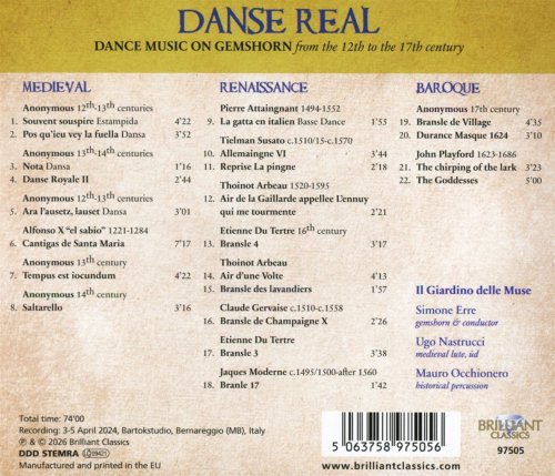 Simone Erre, Ugo Nastrucci, Mauro Occhionero, Il Giardino delle Muse - Danse Real: Dance Music on Gemshorn from the 12th-17th Centuries (2026) [Hi-Res]