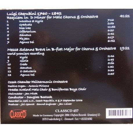 Antonio Piricone, Douglas Bostock - Cherubini: Requiem Mass No. 2 / Solemn Mass in B flat major (2010)