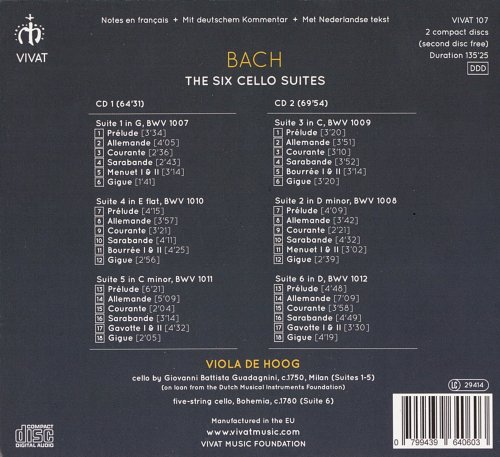 Viola de Hoog - Bach: The Six Cello Suites (2014)